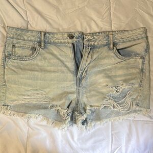 American Eagle Outfitters Blue Distressed Jean Shorts